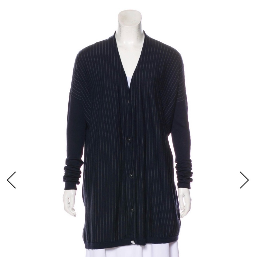 The Row Cardigan Pinstripe Lightweight Wool Oversized Size L